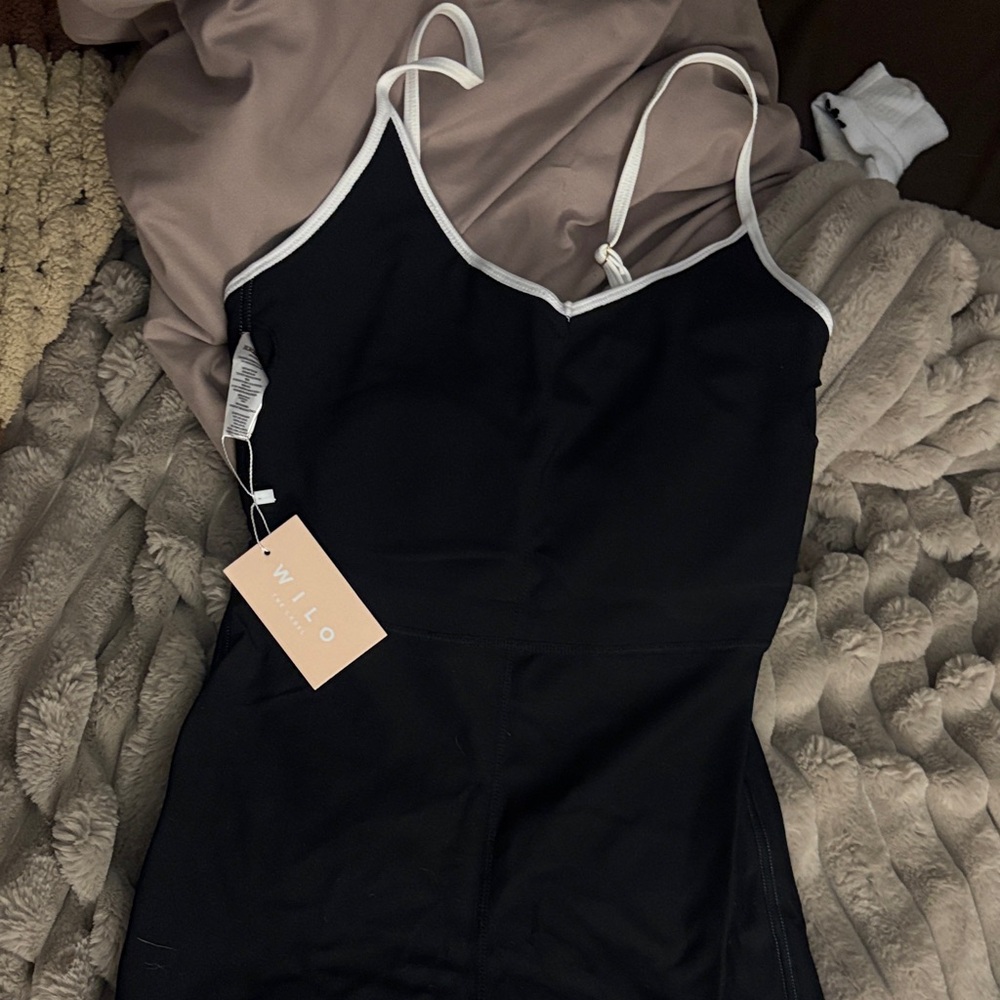 WILLO Black Tank Dress with White Trim